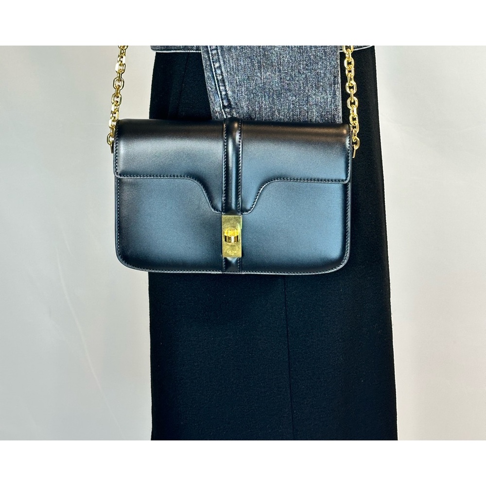 Celine 16 Chain Bag Black Satinated Calfskin